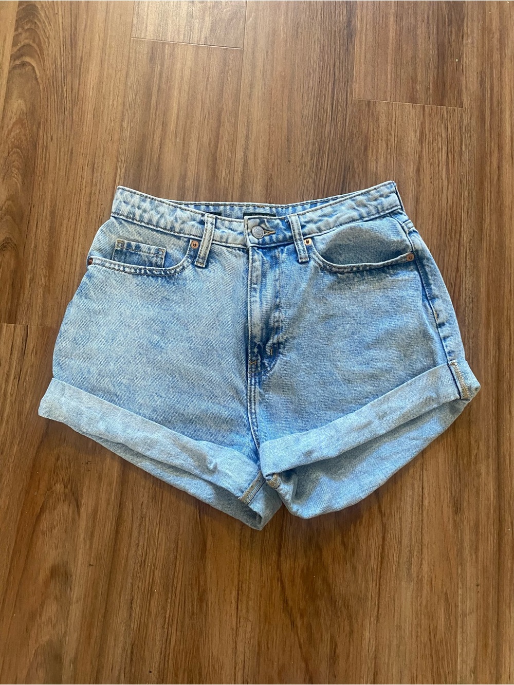 wild fable Light Blue High-Waist Rolled Cuff Denim Shorts
